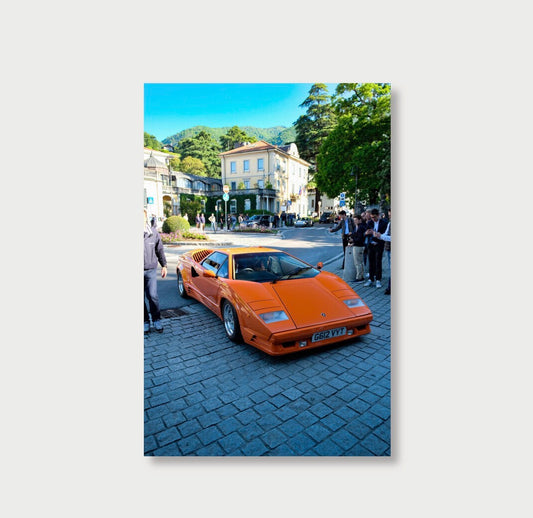Lamborghini Countach lake Como Unframed print Wall Art- Luxury Automotive Photography Print (Limited Edition)