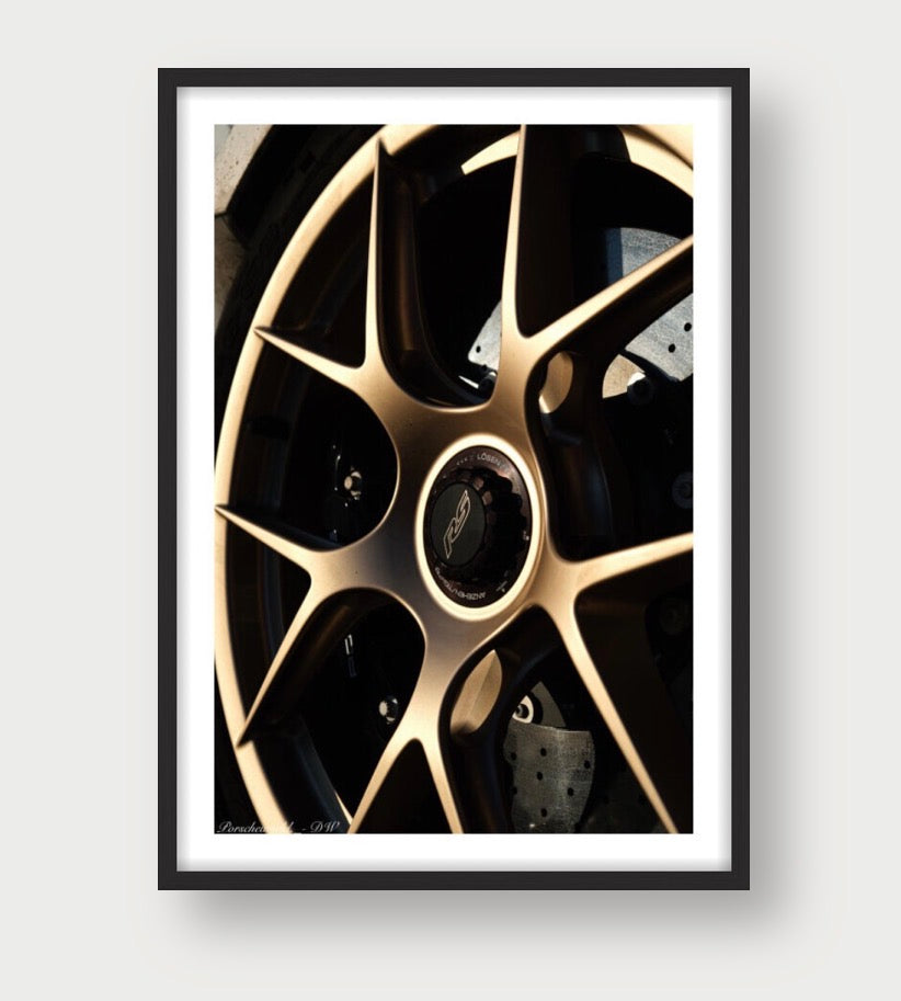 Porsche 911 GT3 RS wheel close up limited edition framed print